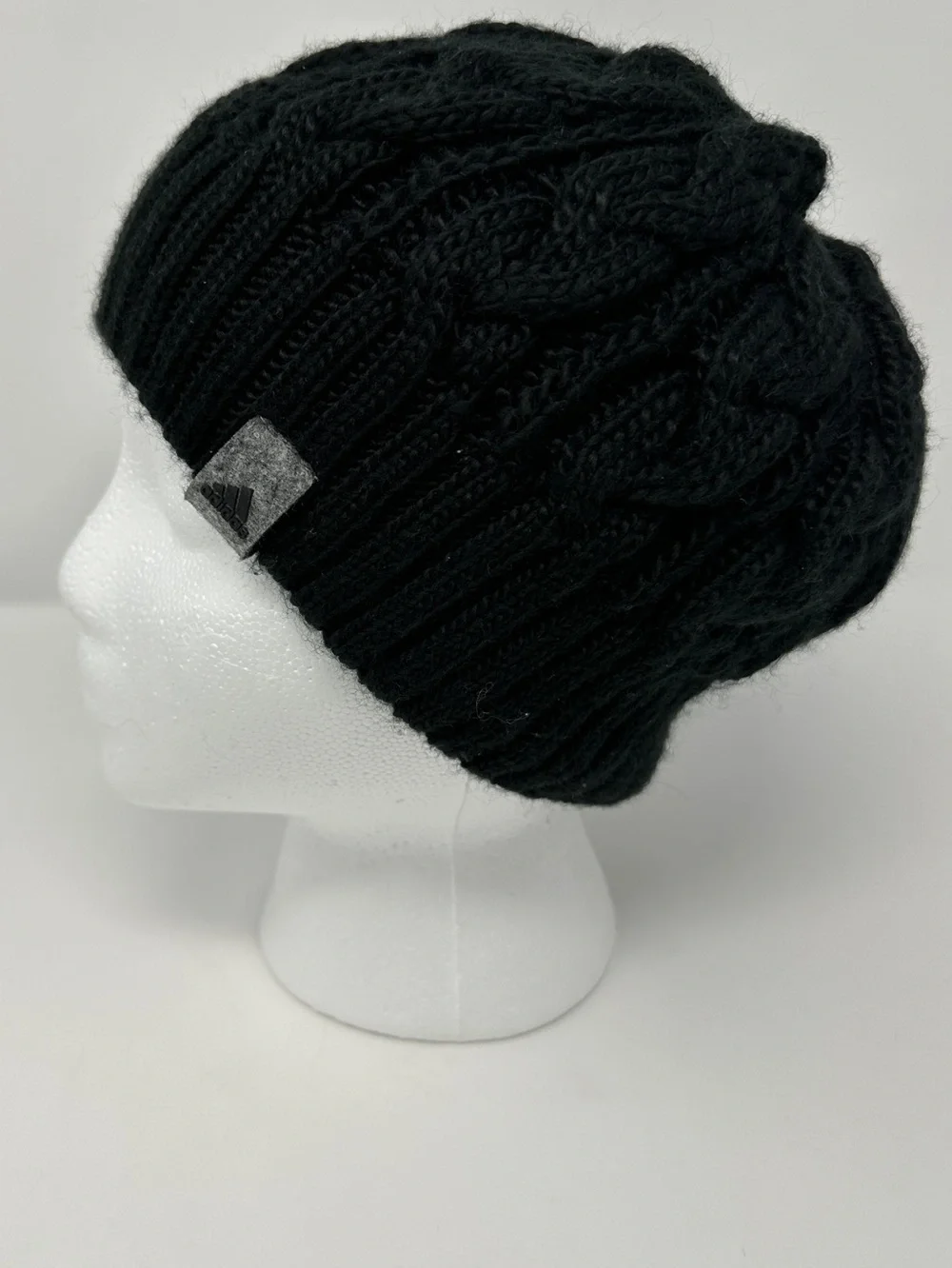 adidas Black Cable Knit Slouch Beanie - unisex